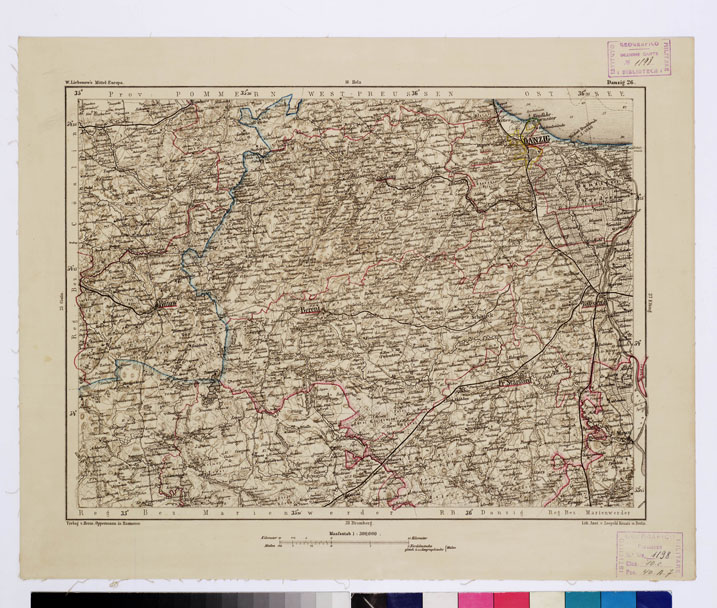 (N:16002) SPECIAL KARTE VON MITTEL EUROPA - DANZIG F 26 (B0011926) Carte e stampe antiche: riproduzione a colori su carta (formato A1)