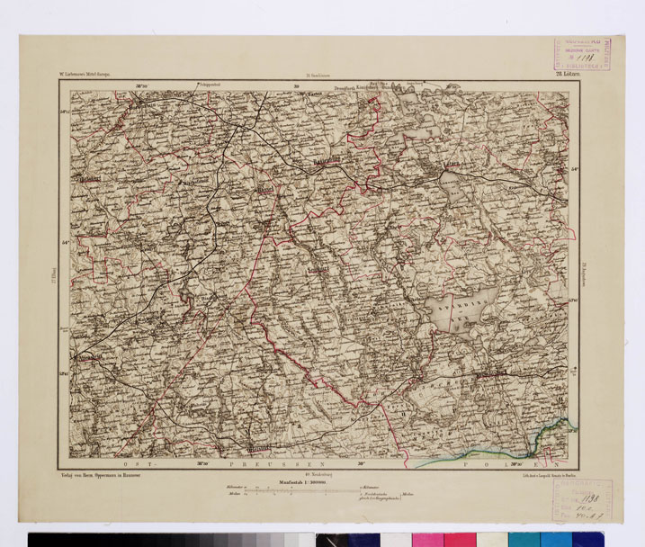 (N:16042) SPECIAL KARTE VON MITTEL EUROPA - LOTZEN F 28 (B0011928) Carte e stampe antiche: riproduzione a colori su carta (formato A1)