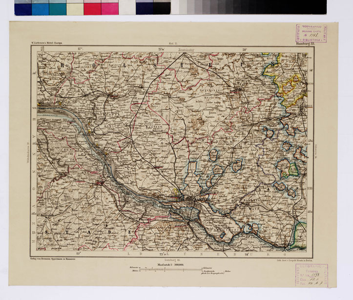 (N:16020) SPECIAL KARTE VON MITTEL EUROPA - HAMBURG F 33 (B0011933) Carte e stampe antiche: riproduzione a colori su carta (formato A1)