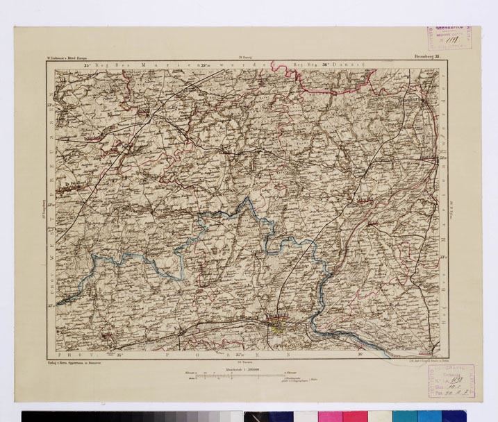 (N:15988) SPECIAL KARTE VON MITTEL EUROPA - BROMBERG F 38 (B0011938) Carte e stampe antiche: riproduzione a colori su carta (formato A1)