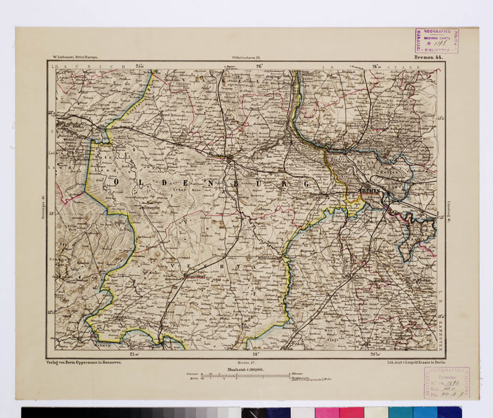 (N:15986) SPECIAL KARTE VON MITTEL EUROPA - BREMEN F 44 (B0011944) Carte e stampe antiche: riproduzione a colori su carta (formato A1)