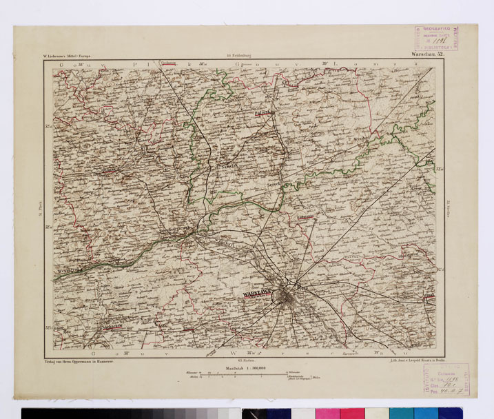 (N:16100) SPECIAL KARTE VON MITTEL EUROPA - WARSCHAU F 52 (B0011952) Carte e stampe antiche: riproduzione a colori su carta (formato A1)