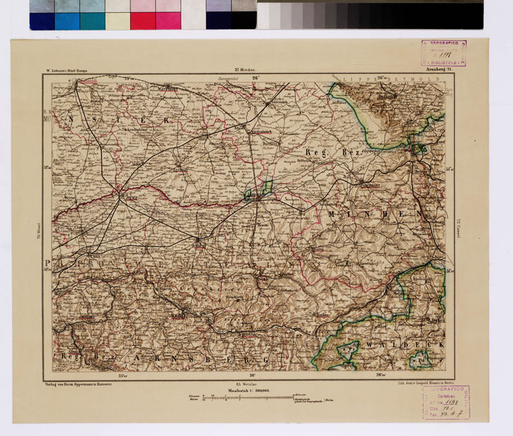 (N:15973) SPECIAL KARTE VON MITTEL EUROPA - ARNSBERG F 71 (B0011971) Carte e stampe antiche: riproduzione a colori su carta (formato A1)