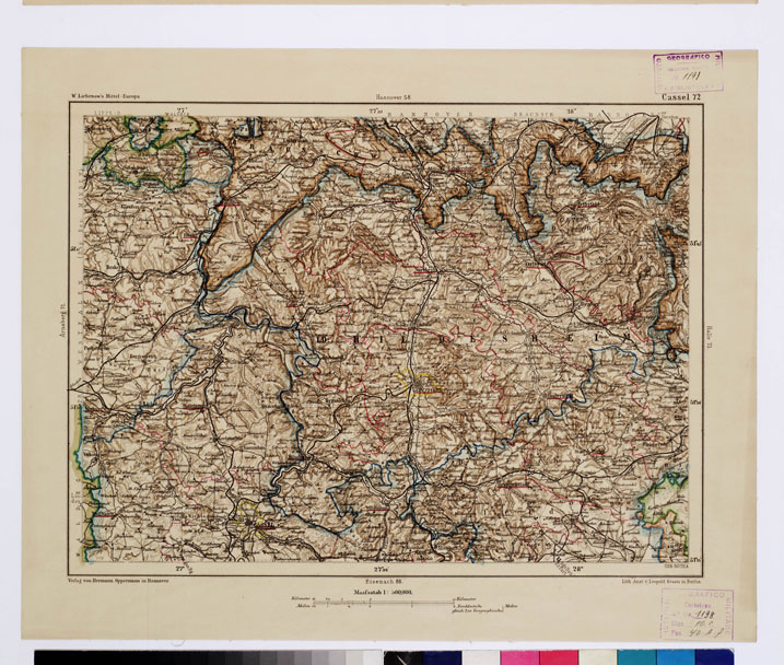 (N:15993) SPECIAL KARTE VON MITTEL EUROPA - CASSEL F 72 (B0011972) Carte e stampe antiche: riproduzione a colori su carta (formato A1)