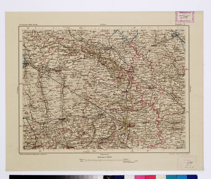 (N:16039) SPECIAL KARTE VON MITTEL EUROPA - LIEGNITZ F 76 (B0011976) Carte e stampe antiche: riproduzione a colori su carta (formato A1)