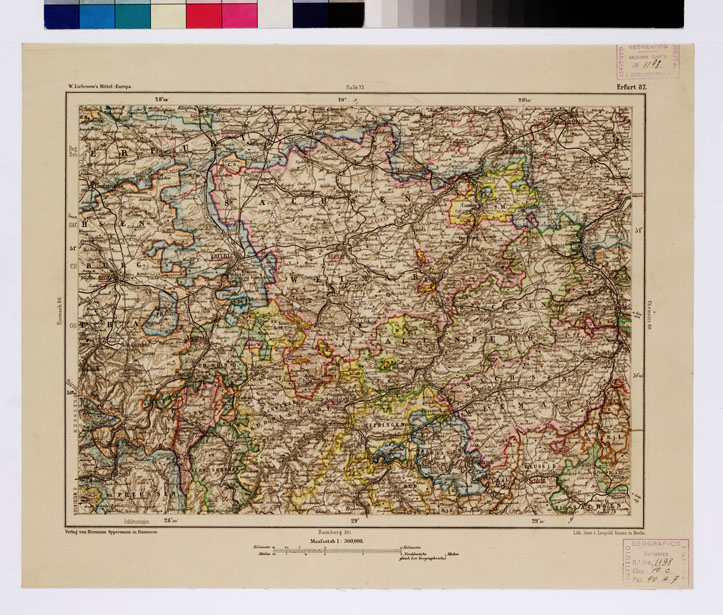 (N:16010) SPECIAL KARTE VON MITTEL EUROPA - ERFURT F 87 (B0011987) Carte e stampe antiche: riproduzione a colori su carta (formato A1)