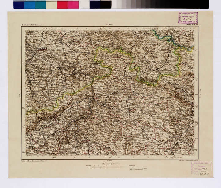 (N:16005) SPECIAL KARTE VON MITTEL EUROPA - DRESDEN F 89 (B0011989) Carte e stampe antiche: riproduzione a colori su carta (formato A1)