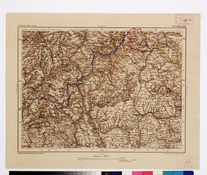 (N:16031) SPECIAL KARTE VON MITTEL EUROPA - KISSINGEN F 100 (B0012000) Carte e stampe antiche: riproduzione a colori su carta (formato A1)