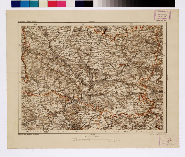(N:15978) SPECIAL KARTE VON MITTEL EUROPA - BEAUVAIS F 109 (B0012007) Carte e stampe antiche: riproduzione a colori su carta (formato A1)