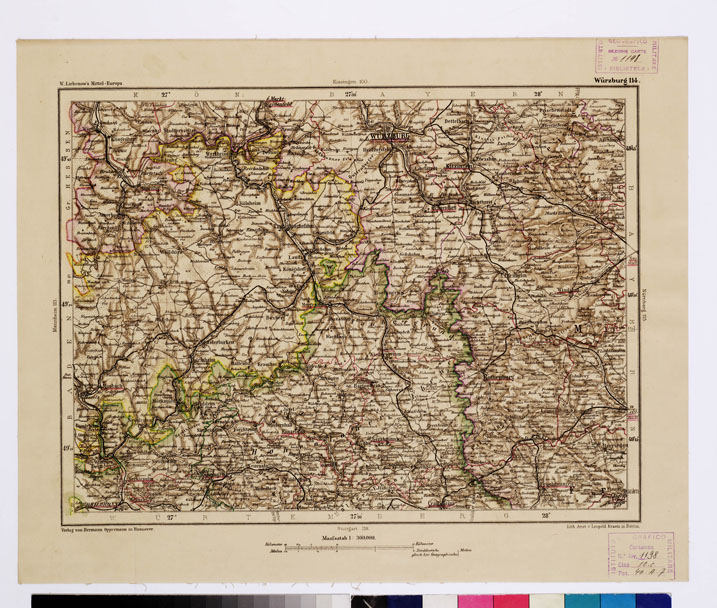 (N:16107) SPECIAL KARTE VON MITTEL EUROPA - WURZBURG F 114 (B0012012) Carte e stampe antiche: riproduzione a colori su carta (formato A1)