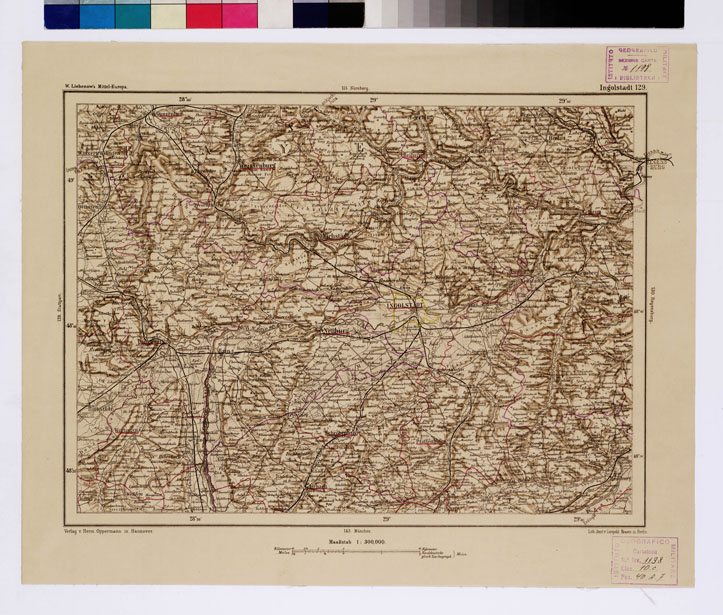 (N:16026) SPECIAL KARTE VON MITTEL EUROPA - INGOLSTADT F 129 (B0012025) Carte e stampe antiche: riproduzione a colori su carta (formato A1)