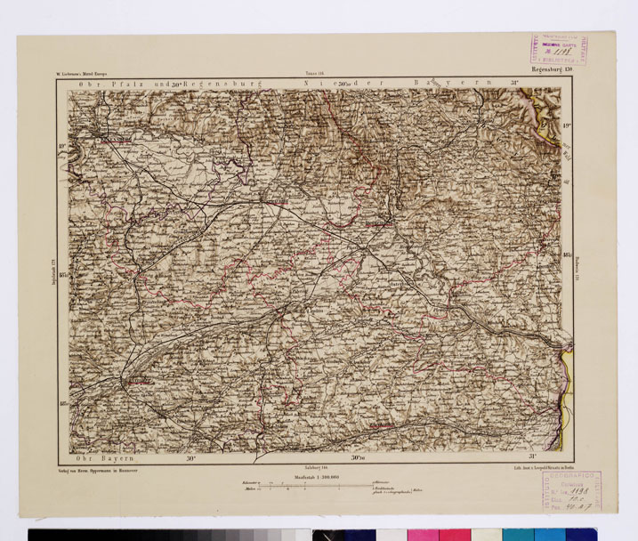 (N:16067) SPECIAL KARTE VON MITTEL EUROPA - REGENSBURG F 130 (B0012026) Carte e stampe antiche: riproduzione a colori su carta (formato A1)