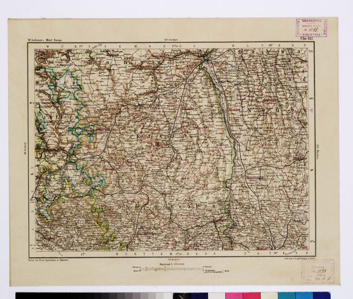 (N:16097) SPECIAL KARTE VON MITTEL EUROPA - ULM F 142 (B0012036) Carte e stampe antiche: riproduzione a colori su carta (formato A1)
