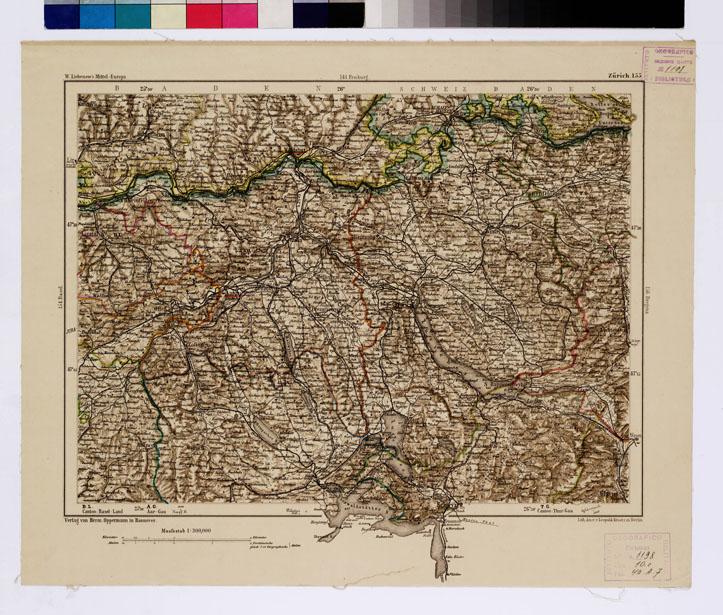 (N:16110) SPECIAL KARTE VON MITTEL EUROPA - ZURICH F 155 (B0012047) Carte e stampe antiche: riproduzione a colori su carta (formato A1)