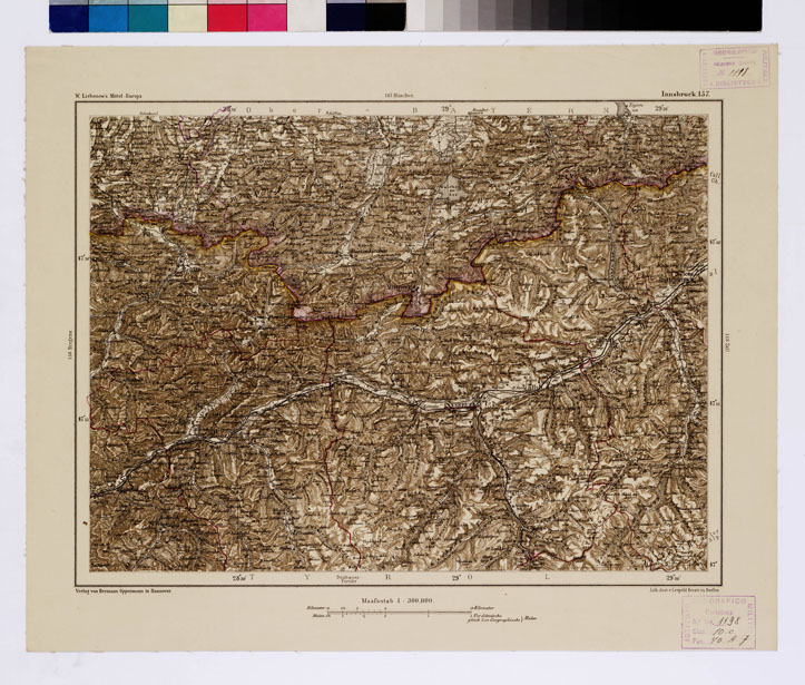 (N:16027) SPECIAL KARTE VON MITTEL EUROPA - INNSBRUCK F 157 (B0012049) Carte e stampe antiche: riproduzione a colori su carta (formato A1)