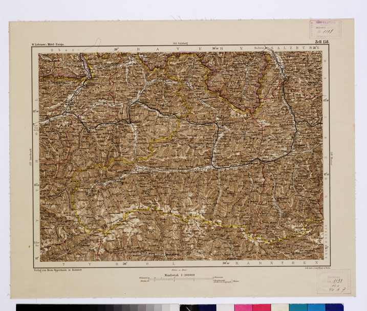 (N:16108) SPECIAL KARTE VON MITTEL EUROPA - ZELL F 158 (B0012050) Carte e stampe antiche: riproduzione a colori su carta (formato A1)