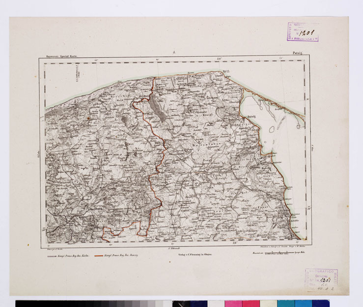 (N:15101) REYMANN'S TOPOGRAPHISCHER SPECIAL KARTE VON MITTEL EUROPA - PUTZIG F 5 (B0012054) Carte e stampe antiche: riproduzione a colori su carta (formato A1)