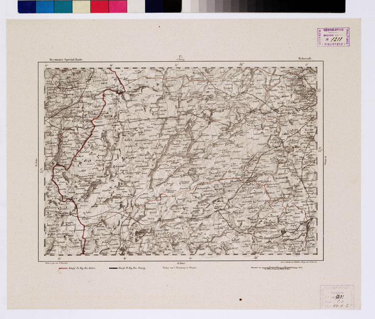 (N:14887) REYMANN'S TOPOGRAPHISCHER SPECIAL KARTE VON MITTEL EUROPA - BEHRENDT F 17 (B0012071) Carte e stampe antiche: riproduzione a colori su carta (formato A1)
