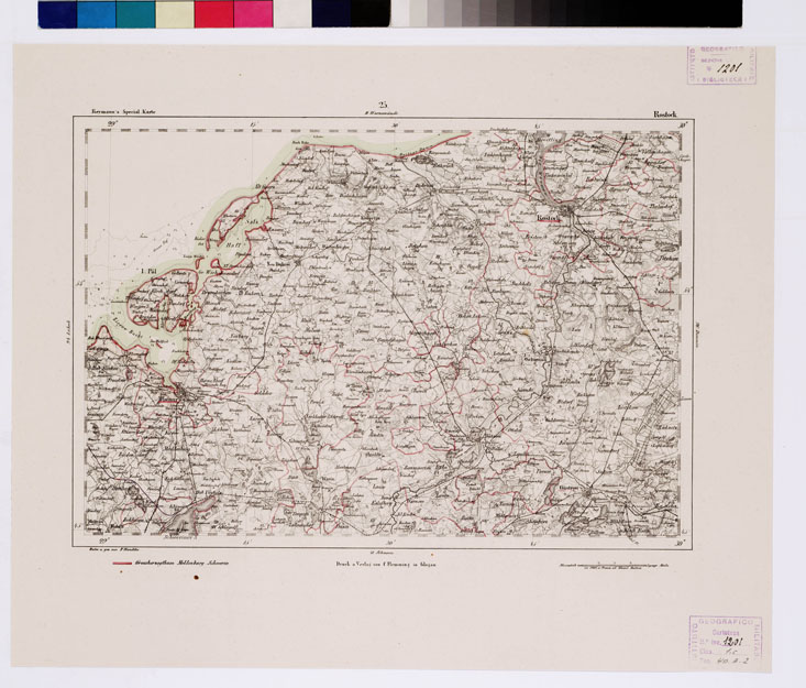 (N:15117) REYMANN'S TOPOGRAPHISCHER SPECIAL KARTE VON MITTEL EUROPA - ROSTOCK F 25 (B0012079) Carte e stampe antiche: riproduzione a colori su carta (formato A1)
