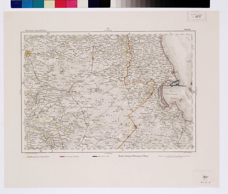 (N:14881) REYMANN'S TOPOGRAPHISCHER SPECIAL KARTE VON MITTEL EUROPA - AURICH F 37 (B0012091) Carte e stampe antiche: riproduzione a colori su carta (formato A1)