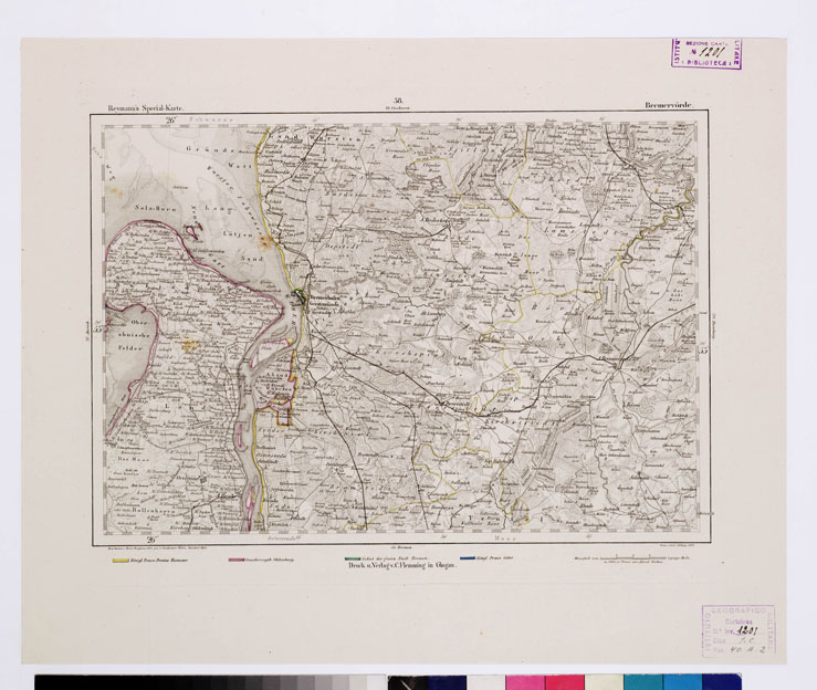 (N:14897) REYMANN'S TOPOGRAPHISCHER SPECIAL KARTE VON MITTEL EUROPA - BREMERVORDE F 38 (B0012092) Carte e stampe antiche: riproduzione a colori su carta (formato A1)