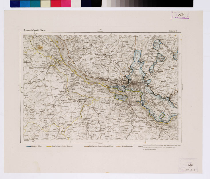 (N:14975) REYMANN'S TOPOGRAPHISCHER SPECIAL KARTE VON MITTEL EUROPA - HAMBURG F 39 (B0012093) Carte e stampe antiche: riproduzione a colori su carta (formato A1)