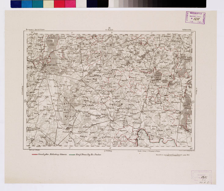 (N:15133) REYMANN'S TOPOGRAPHISCHER SPECIAL KARTE VON MITTEL EUROPA - SCHWERIN F 41 (B0012095) Carte e stampe antiche: riproduzione a colori su carta (formato A1)