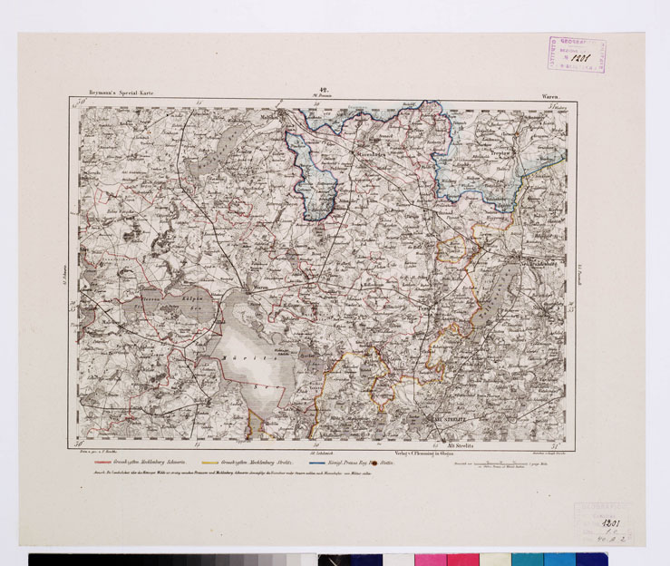 (N:15186) REYMANN'S TOPOGRAPHISCHER SPECIAL KARTE VON MITTEL EUROPA - WAREN F 42 (B0012096) Carte e stampe antiche: riproduzione a colori su carta (formato A1)