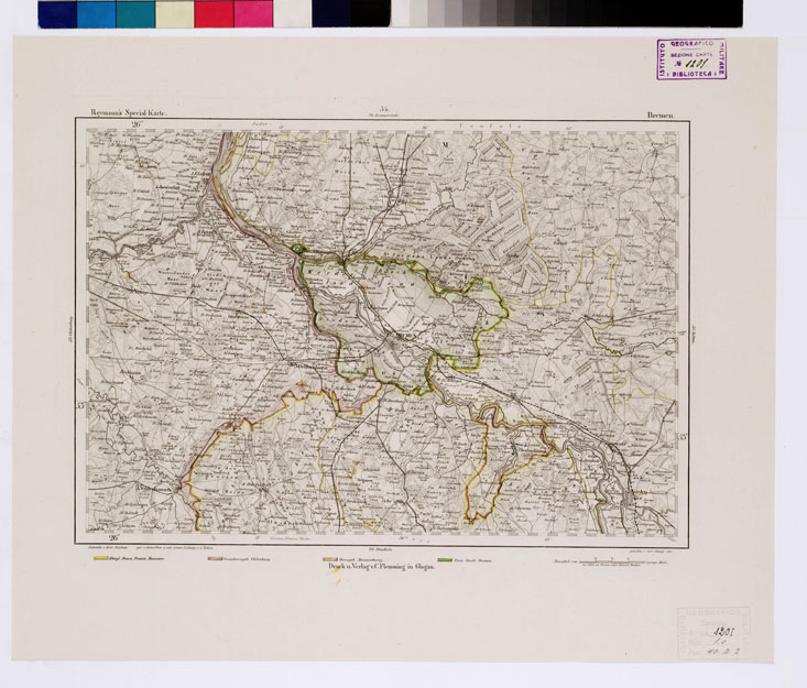 (N:14896) REYMANN'S TOPOGRAPHISCHER SPECIAL KARTE VON MITTEL EUROPA - BREMEN F 54 (B0012107) Carte e stampe antiche: riproduzione a colori su carta (formato A1)