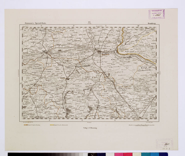 (N:14901) REYMANN'S TOPOGRAPHISCHER SPECIAL KARTE VON MITTEL EUROPA - BROMBERG F 63 (B0012116) Carte e stampe antiche: riproduzione a colori su carta (formato A1)