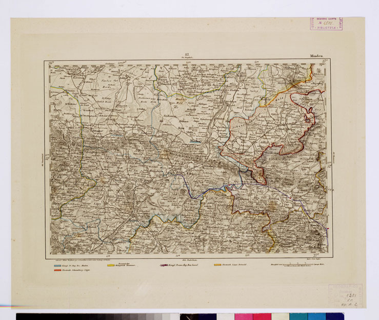 (N:15056) REYMANN'S TOPOGRAPHISCHER SPECIAL KARTE VON MITTEL EUROPA - MINDEN F 87 (B0012148) Carte e stampe antiche: riproduzione a colori su carta (formato A1)