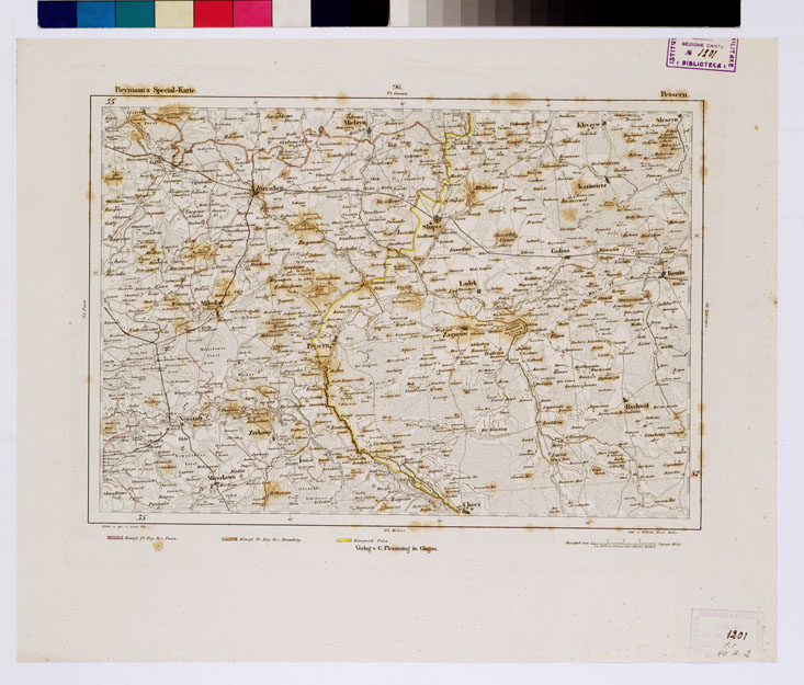 (N:15085) REYMANN'S TOPOGRAPHISCHER SPECIAL KARTE VON MITTEL EUROPA - PEISERN F 96 (B0012159) Carte e stampe antiche: riproduzione a colori su carta (formato A1)