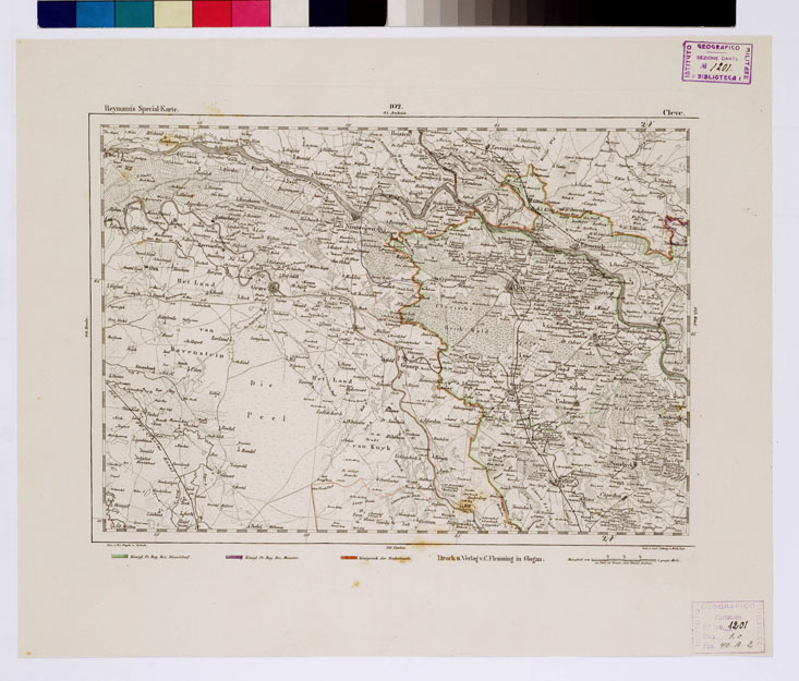 (N:14920) REYMANN'S TOPOGRAPHISCHER SPECIAL KARTE VON MITTEL EUROPA - CLEVE F 102 (B0012167) Carte e stampe antiche: riproduzione a colori su carta (formato A1)
