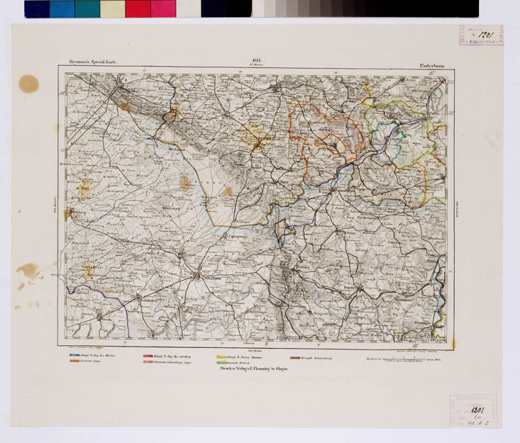 (N:15082) REYMANN'S TOPOGRAPHISCHER SPECIAL KARTE VON MITTEL EUROPA - PADERBORN F 105 (B0012171) Carte e stampe antiche: riproduzione a colori su carta (formato A1)