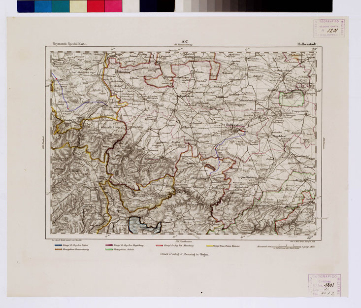 (N:14974) REYMANN'S TOPOGRAPHISCHER SPECIAL KARTE VON MITTEL EUROPA - HALBERSTADT F 107 (B0012175) Carte e stampe antiche: riproduzione a colori su carta (formato A1)