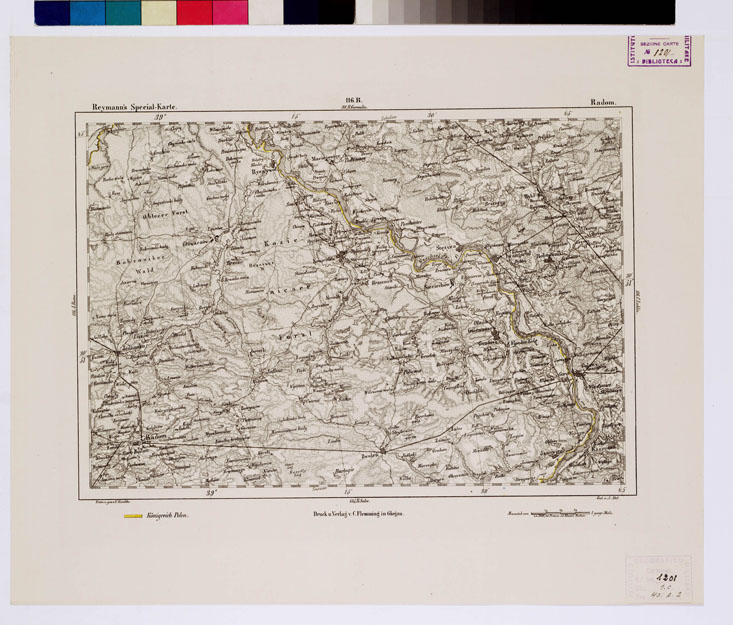 (N:15102) REYMANN'S TOPOGRAPHISCHER SPECIAL KARTE VON MITTEL EUROPA - RADOM F 116 B (B0012187) Carte e stampe antiche: riproduzione a colori su carta (formato A1)