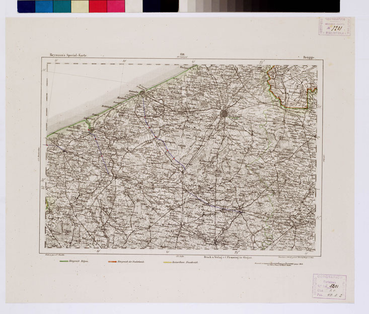 (N:14902) REYMANN'S TOPOGRAPHISCHER SPECIAL KARTE VON MITTEL EUROPA - BRUGGE F 118 (B0012191) Carte e stampe antiche: riproduzione a colori su carta (formato A1)