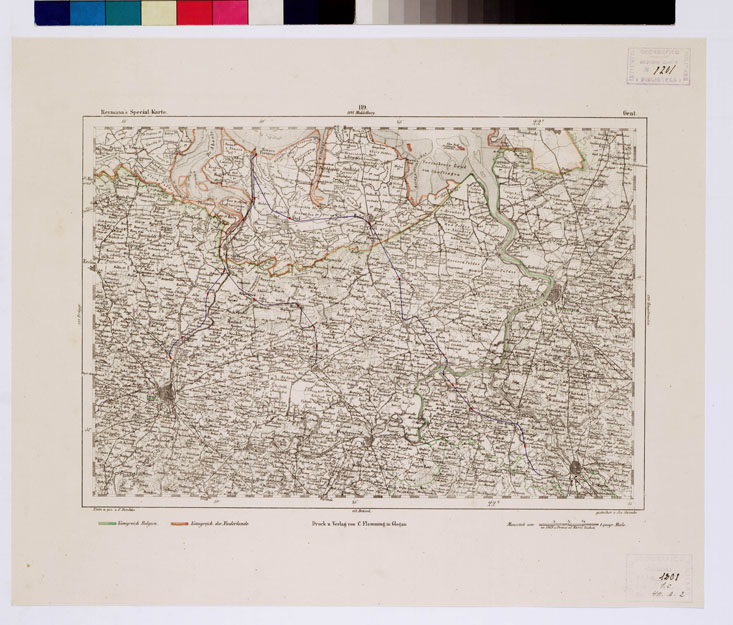 (N:14957) REYMANN'S TOPOGRAPHISCHER SPECIAL KARTE VON MITTEL EUROPA - GENT F 119 (B0012193) Carte e stampe antiche: riproduzione a colori su carta (formato A1)