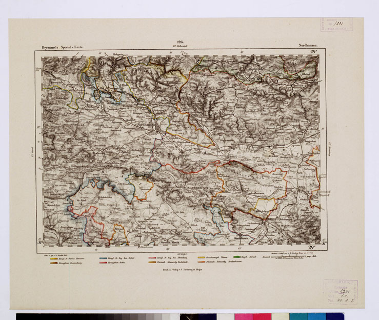 (N:15070) REYMANN'S TOPOGRAPHISCHER SPECIAL KARTE VON MITTEL EUROPA - NordHAUSEN F 126 (B0012204) Carte e stampe antiche: riproduzione a colori su carta (formato A1)