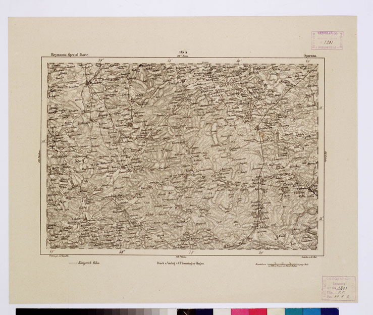 (N:15077) REYMANN'S TOPOGRAPHISCHER SPECIAL KARTE VON MITTEL EUROPA - OPOCZNO F 135 A (B0012214) Carte e stampe antiche: riproduzione a colori su carta (formato A1)