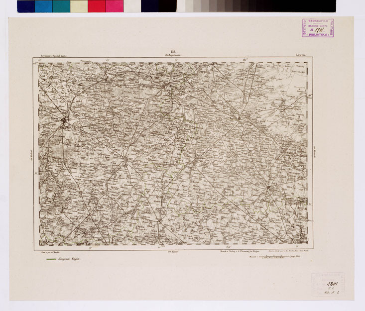 (N:15032) REYMANN'S TOPOGRAPHISCHER SPECIAL KARTE VON MITTEL EUROPA - LOWEN F 139 (B0012223) Carte e stampe antiche: riproduzione a colori su carta (formato A1)