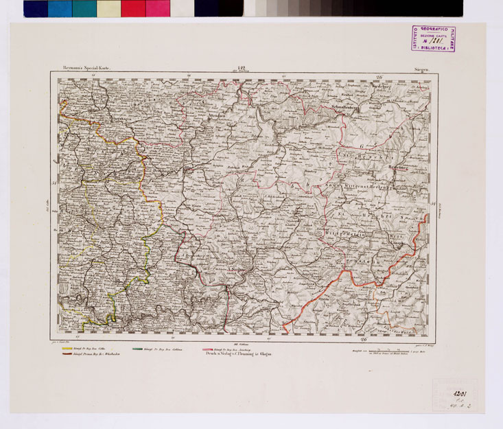 (N:15137) REYMANN'S TOPOGRAPHISCHER SPECIAL KARTE VON MITTEL EUROPA - SIEGEN F 142 (B0012229) Carte e stampe antiche: riproduzione a colori su carta (formato A1)