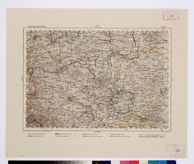 (N:14946) REYMANN'S TOPOGRAPHISCHER SPECIAL KARTE VON MITTEL EUROPA - ERFURT F 145 (B0012232) Carte e stampe antiche: riproduzione a colori su carta (formato A1)