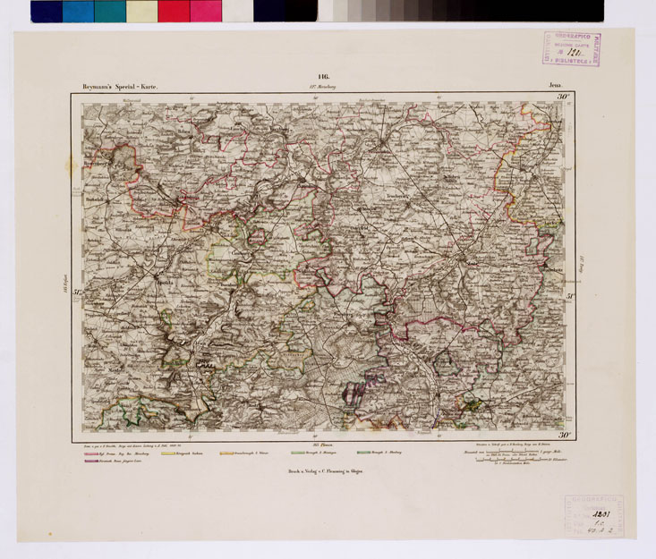 (N:14989) REYMANN'S TOPOGRAPHISCHER SPECIAL KARTE VON MITTEL EUROPA - JENA F 146 (B0012233) Carte e stampe antiche: riproduzione a colori su carta (formato A1)
