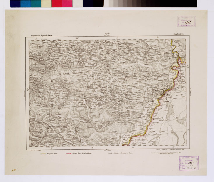 (N:15127) REYMANN'S TOPOGRAPHISCHER SPECIAL KARTE VON MITTEL EUROPA - SANDOMIERZ F 154 B (B0012245) Carte e stampe antiche: riproduzione a colori su carta (formato A1)