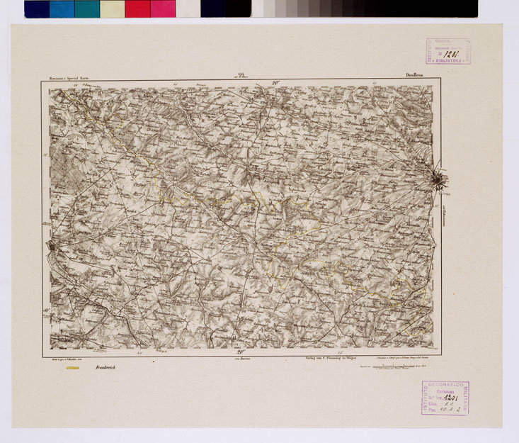 (N:14933) REYMANN'S TOPOGRAPHISCHER SPECIAL KARTE VON MITTEL EUROPA - DOULLENS F 155 (B0012247) Carte e stampe antiche: riproduzione a colori su carta (formato A1)