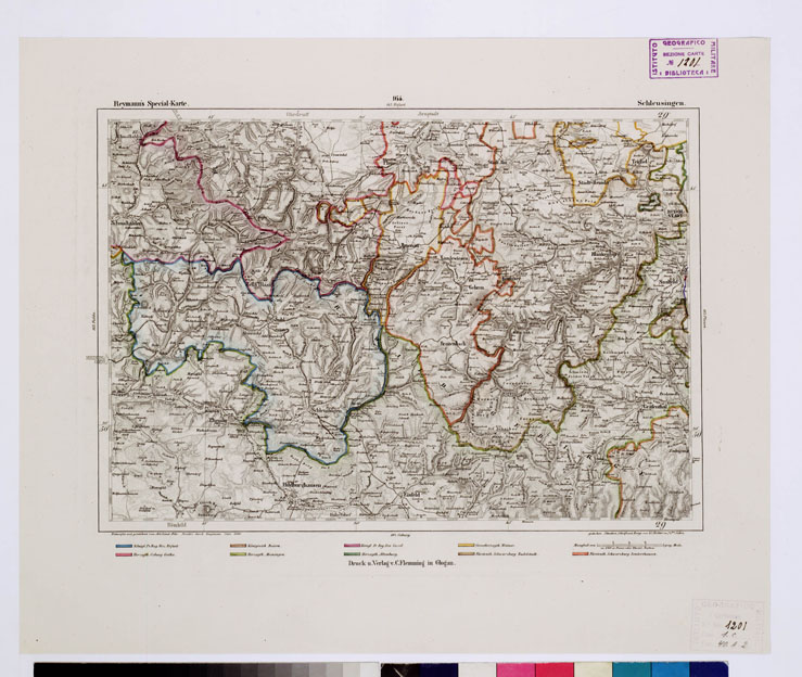 (N:15130) REYMANN'S TOPOGRAPHISCHER SPECIAL KARTE VON MITTEL EUROPA - SCHLEUSINGEN F 164 (B0012260) Carte e stampe antiche: riproduzione a colori su carta (formato A1)