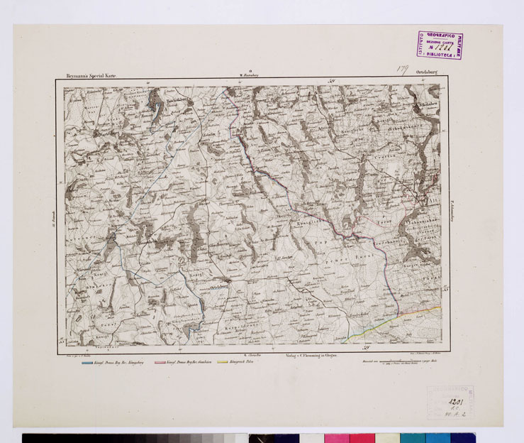 (N:15078) REYMANN'S TOPOGRAPHISCHER SPECIAL KARTE VON MITTEL EUROPA - ORTELSBURG F 179 O (B0012280) Carte e stampe antiche: riproduzione a colori su carta (formato A1)