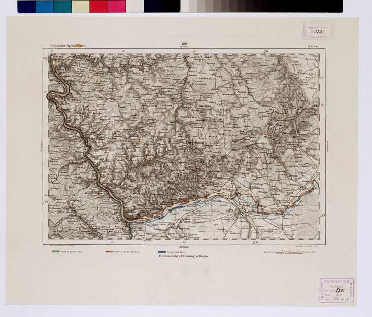 (N:15045) REYMANN'S TOPOGRAPHISCHER SPECIAL KARTE VON MITTEL EUROPA - MAINZ F 180 (B0012283) Carte e stampe antiche: riproduzione a colori su carta (formato A1)