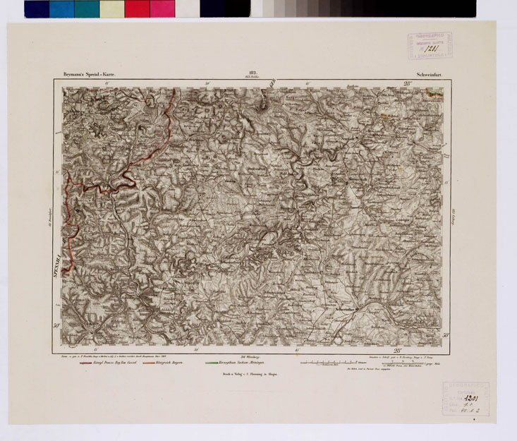 (N:15132) REYMANN'S TOPOGRAPHISCHER SPECIAL KARTE VON MITTEL EUROPA - SCHWEINFURT F 182 (B0012287) Carte e stampe antiche: riproduzione a colori su carta (formato A1)